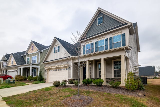 A row of suburban houses.